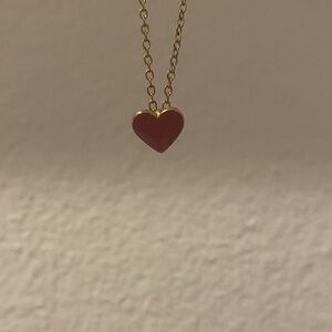 Gold Chain Necklace with Red Heart Pendant